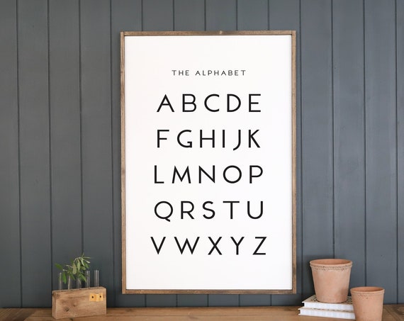 Alphabet Sign Modern Nursery Sign Nursery Wall Decor Playroom Decor Farmhouse Nursery Classroom Wall Decor B43