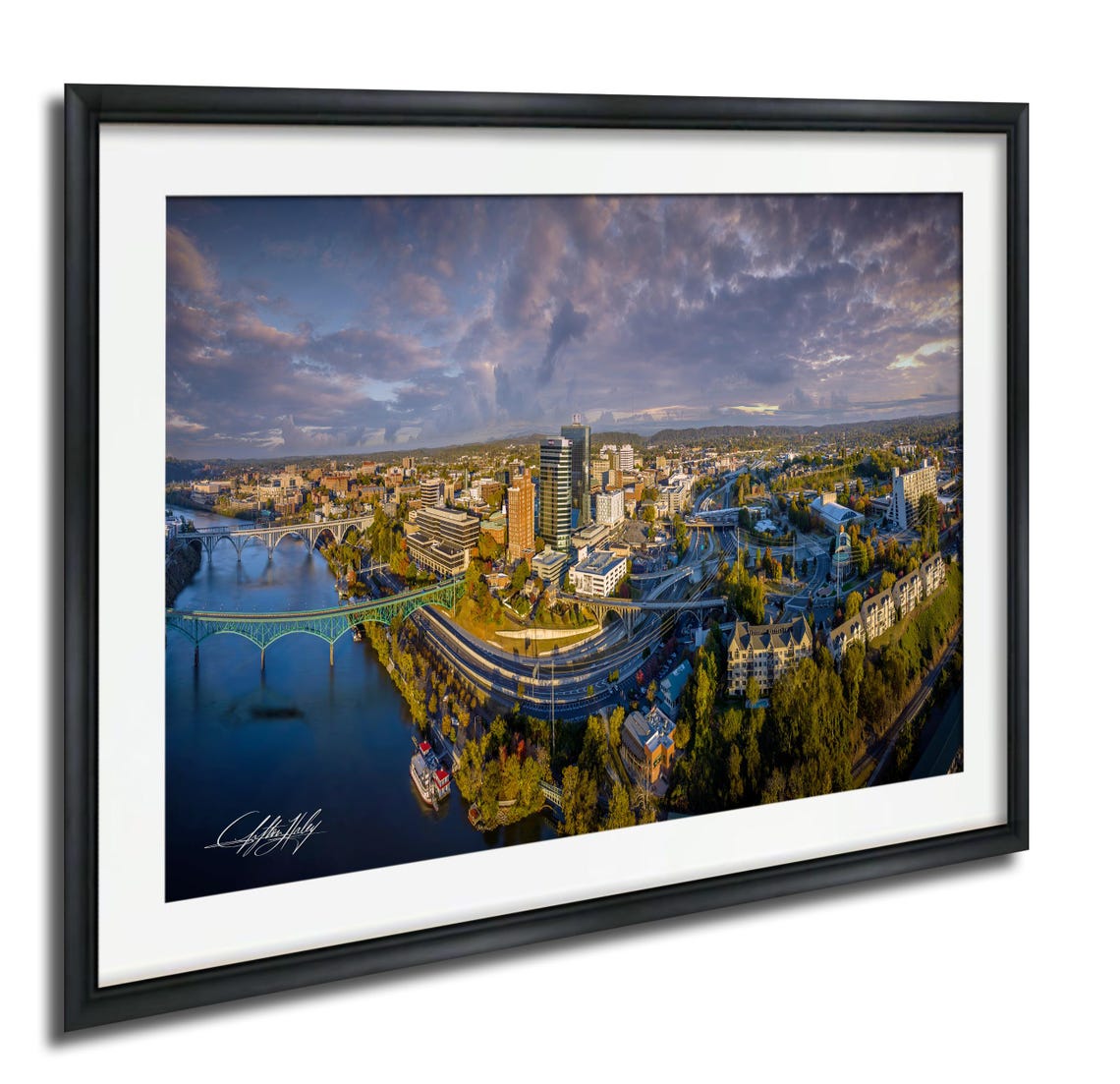 Knoxville Skyline Tennessee River Bridges Fall Colors Aerial Poster
