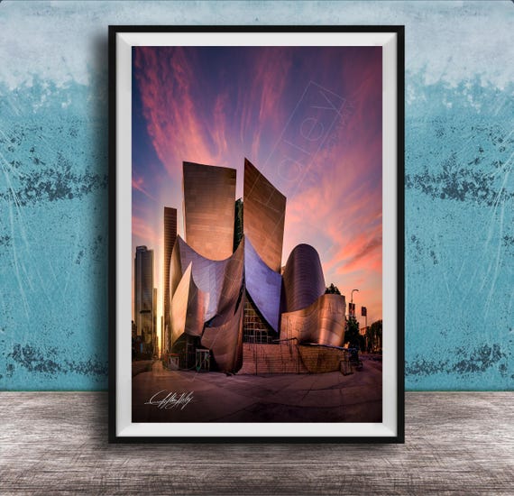 Disney Concert Hall Print La Skyline Art Artist Signed Photo