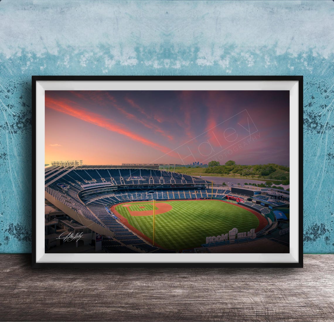 Kauffman Stadium At Sunset Kansas City Royals Baseball Field Poster