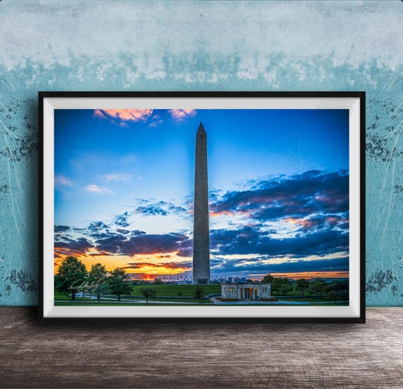 Washington Monument Wall Art Sunset Glow Dc National Memorial