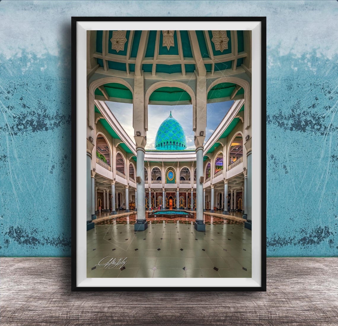 Grand Mosque Courtyard Turquoise Dome Architecture Photo Poster