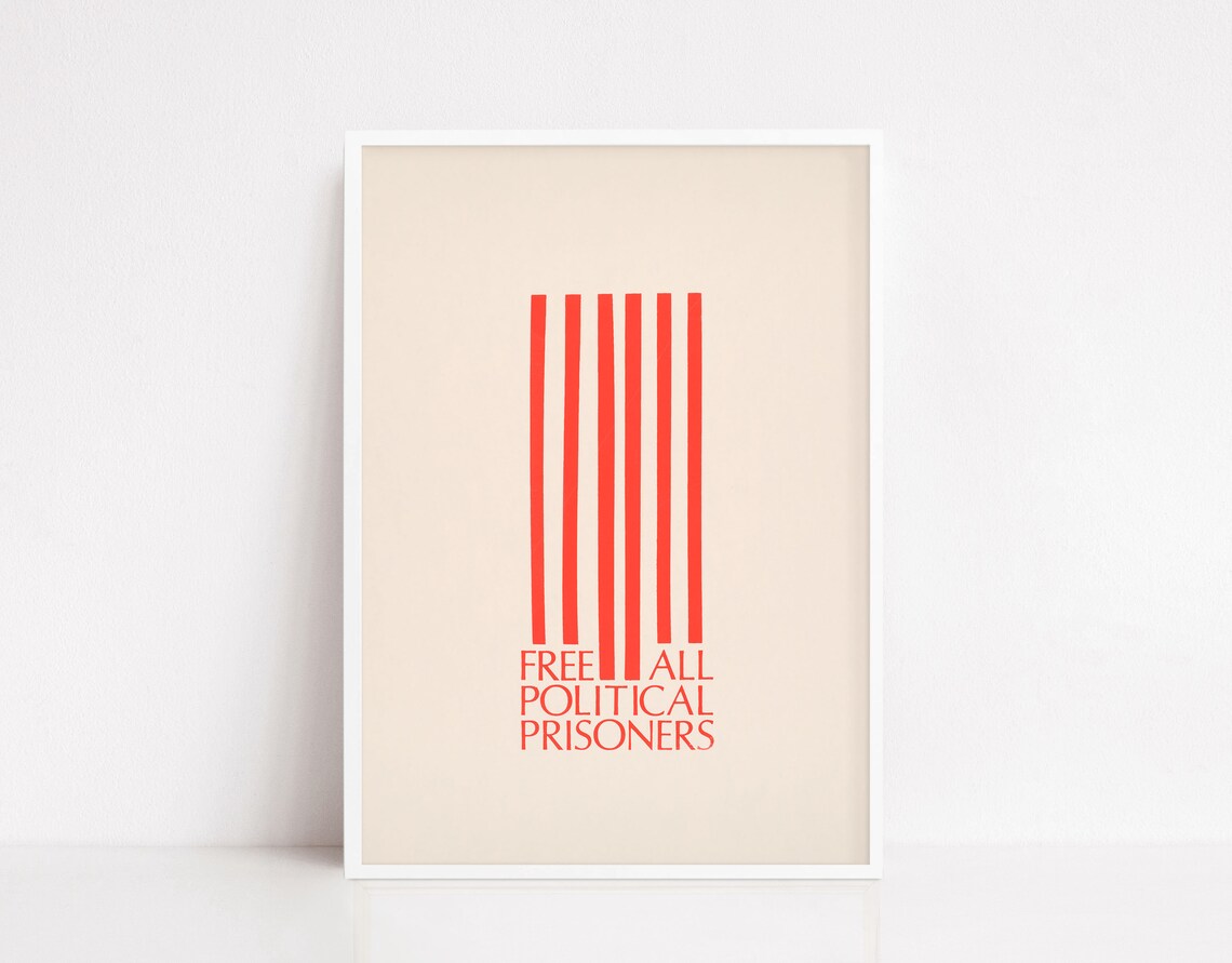 Free All Political Prisoners Vintage Poster Art Print