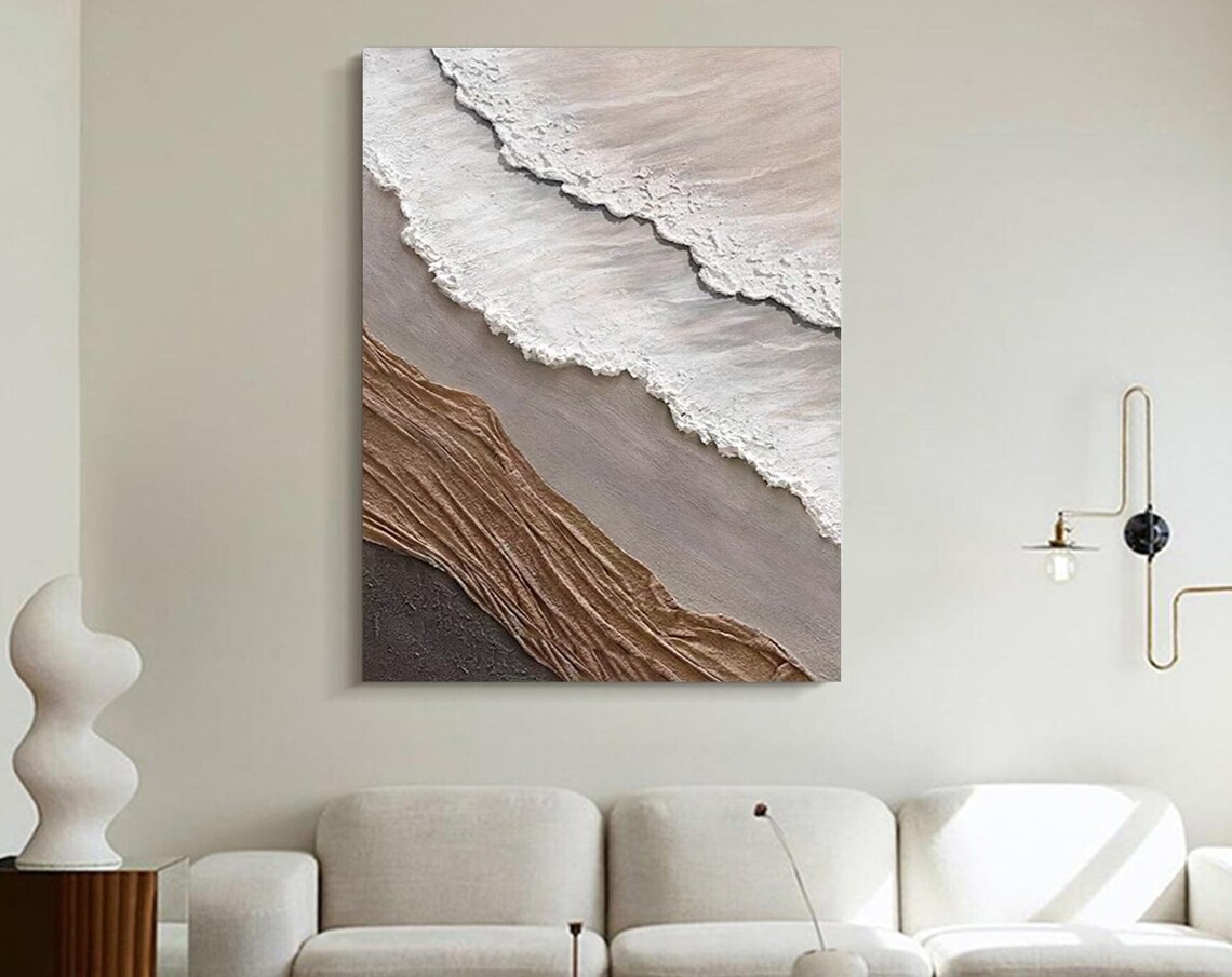 3D Minimalist Ocean Wave, Wabi Sabi Wall Art Print - Image 2