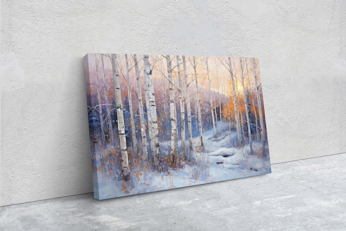 Winter Aspen Trees, Snowy Forest Seasonal Art Print - Image 2