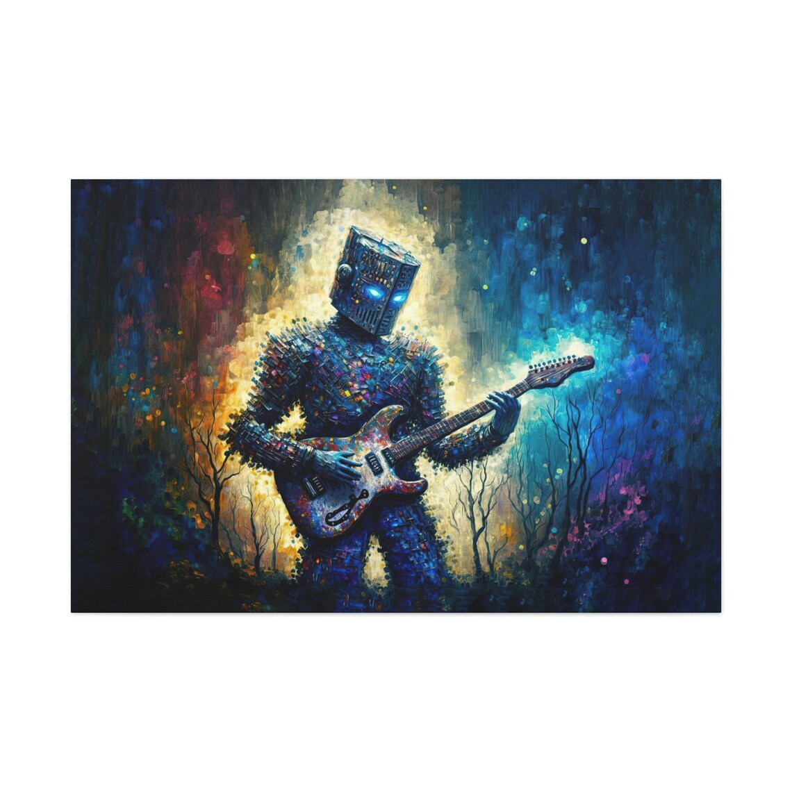 Robot Guitar Retro Futuristic Music Poster Print