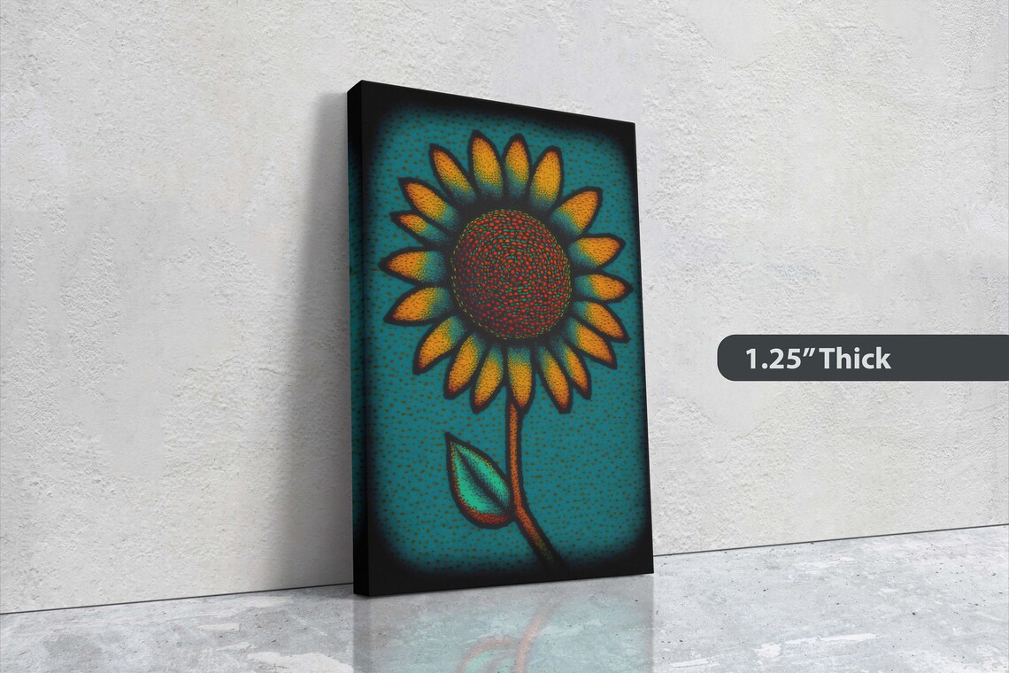 Sunflower Abstract Pointillism, Farmhouse Art Print - Image 3