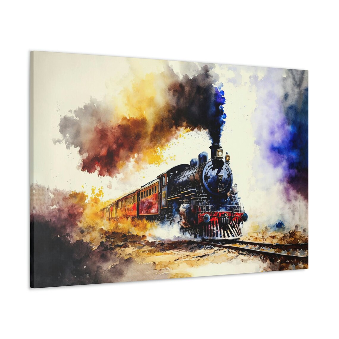 Train Watercolor Poster Print, Colorful Steam - Image 3