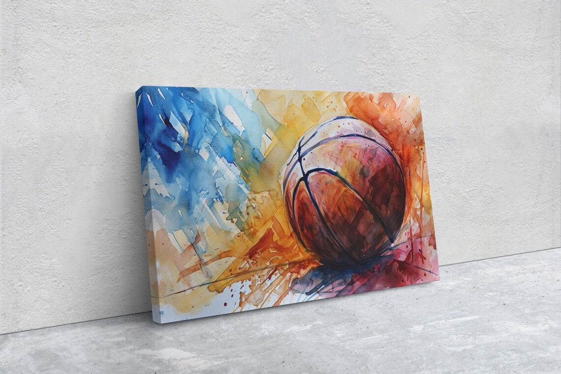 Basketball Watercolor Sports Decor Art Print - Image 2