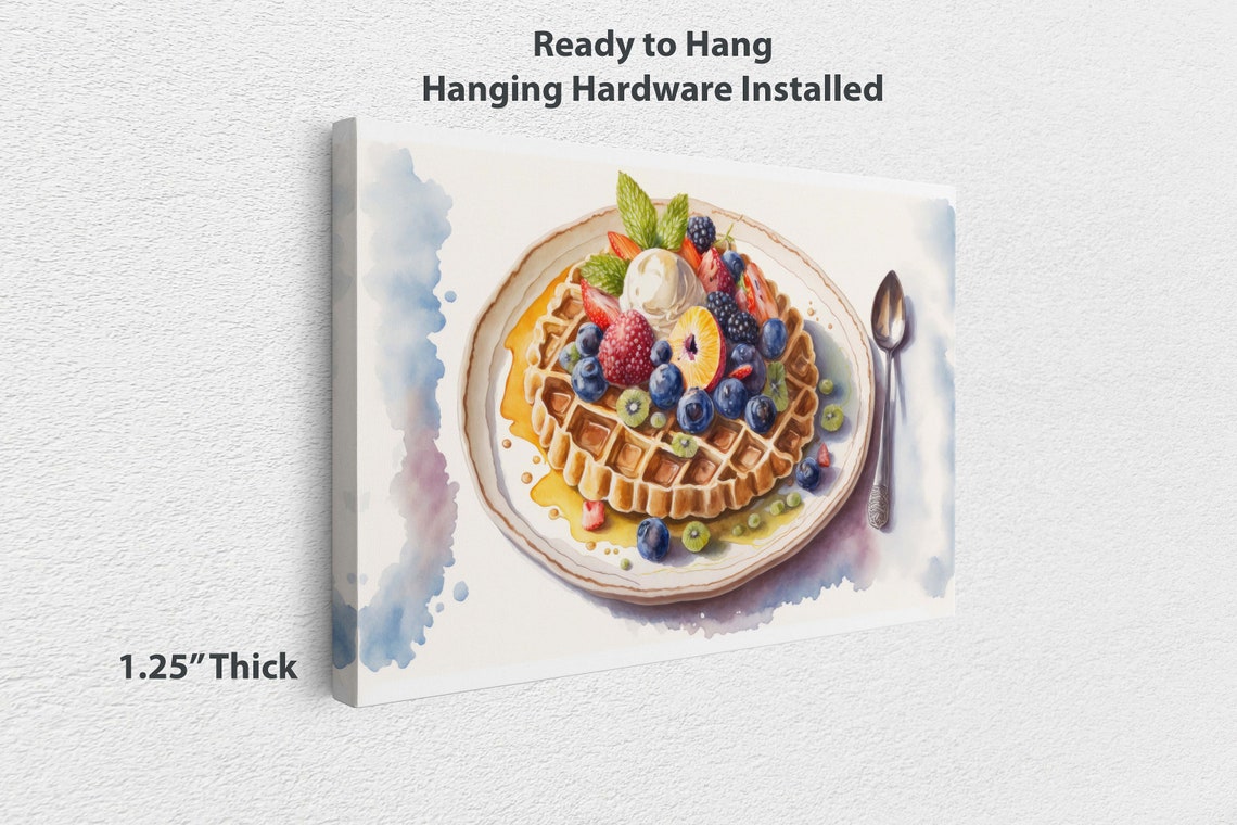 Water Color Waffle Breakfast Art Print - Image 3