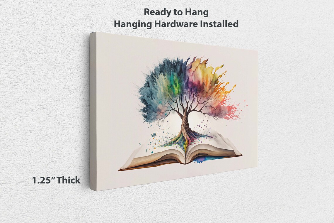 Tree Of Knowledge Watercolor Art Print, Book Library - Image 3