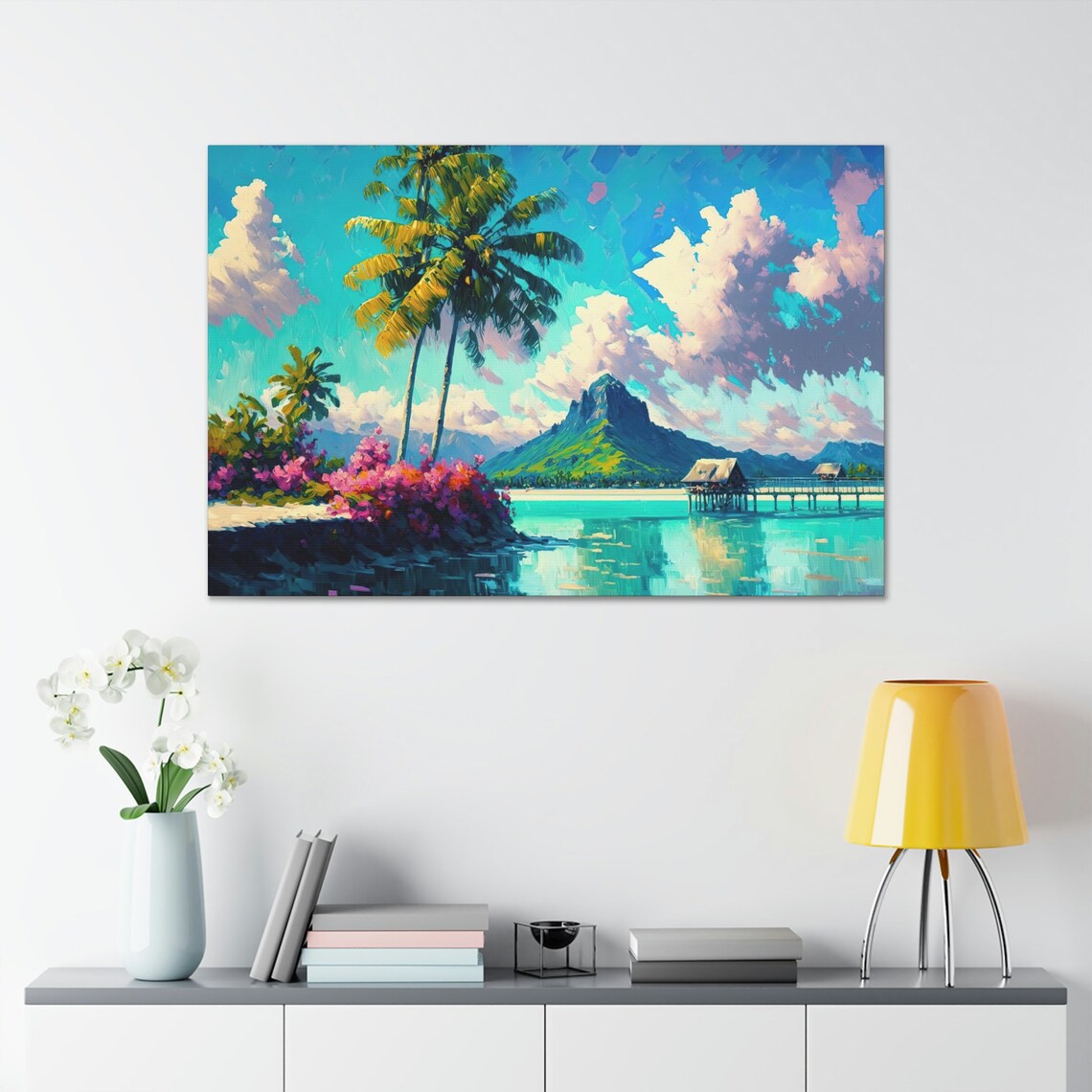 Bora Bora Travel Poster, Bright Beach Mountain - Image 2
