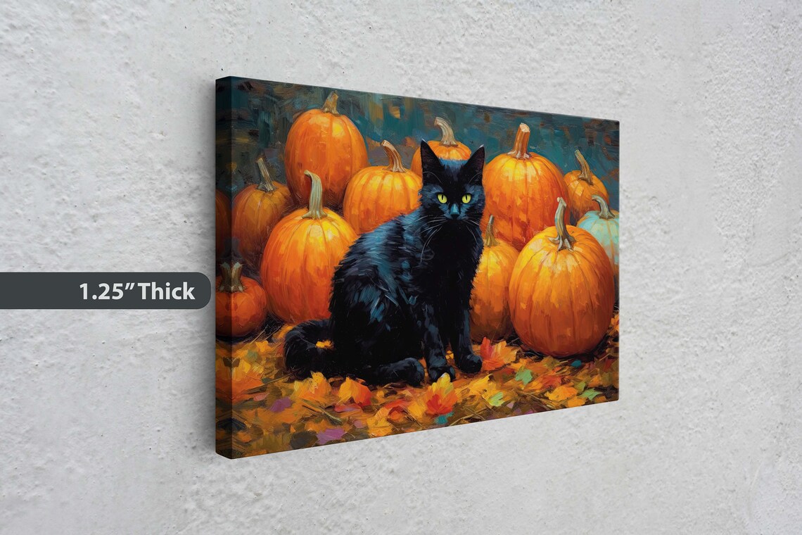 Black Cat Pumpkin Patch, Halloween Fall Decor - Image 3