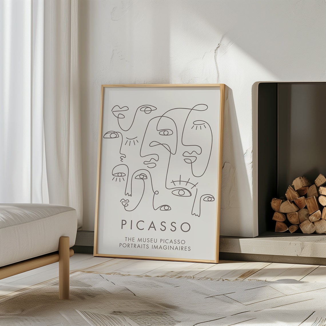 Picasso Museu Line Art Faces Portraits Imaginaires Art Poster - Image 3