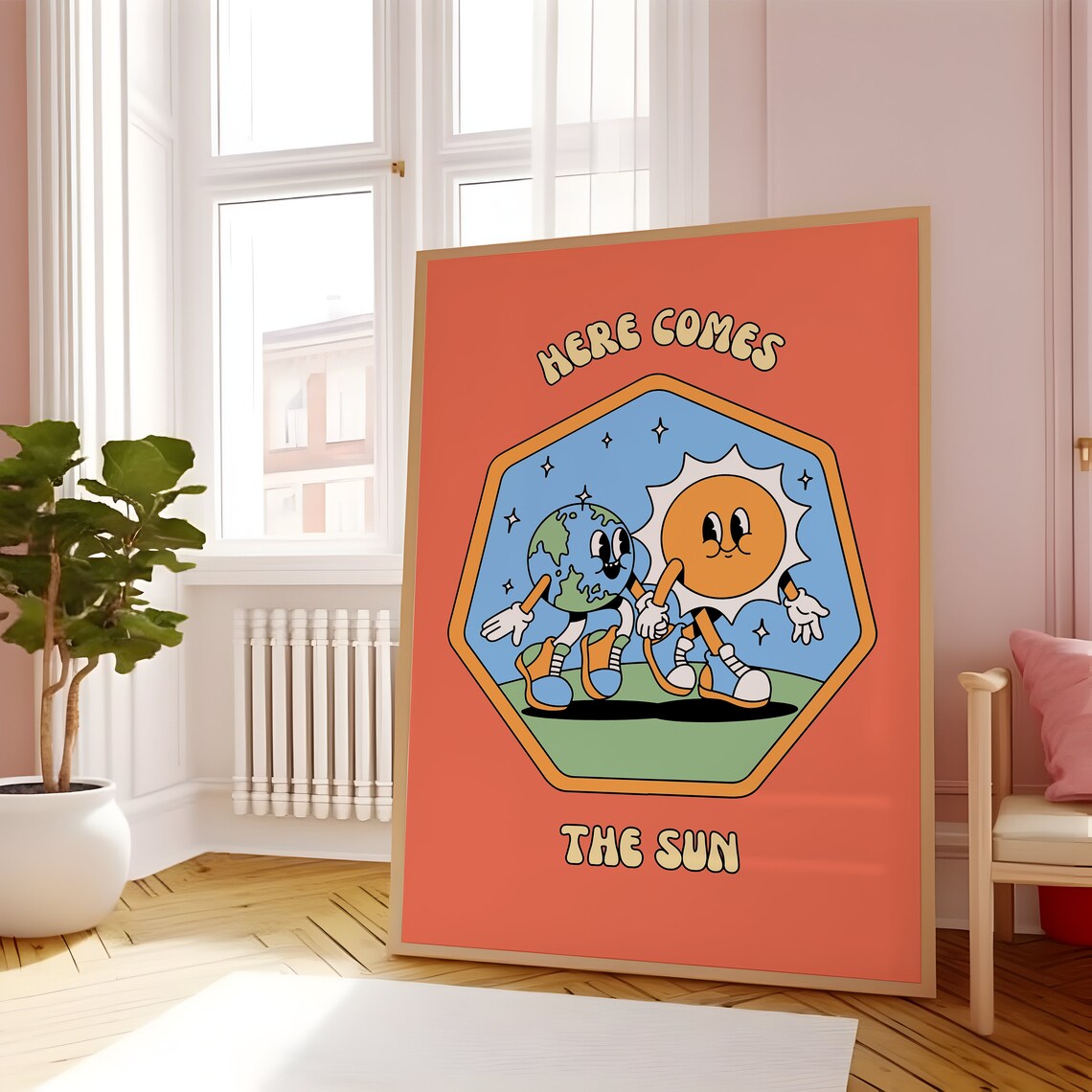 Here Comes The Sun Character Print, Retro Aesthetic - Image 2