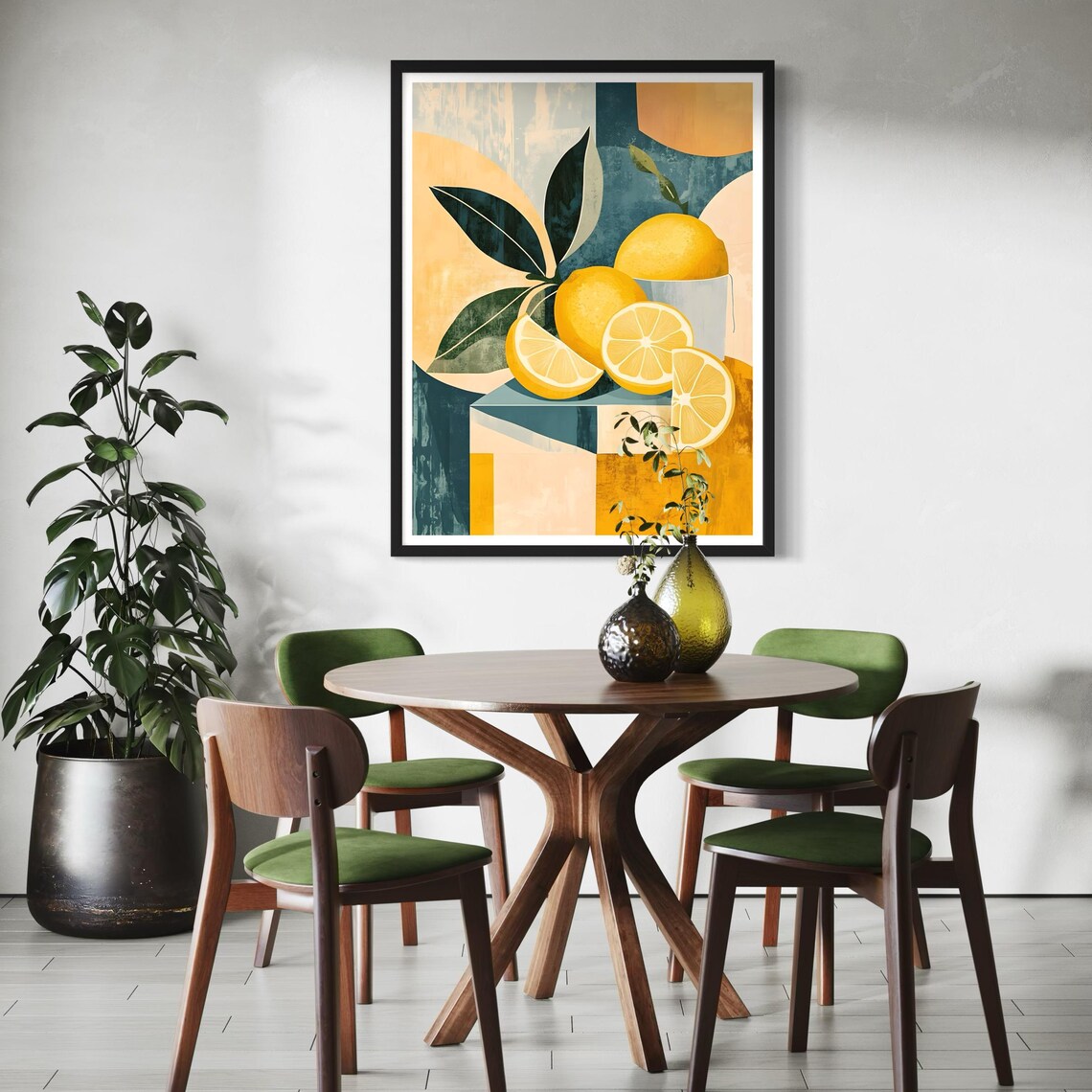 Lemon Abstract Mediterranean Kitchen Art Print - Image 3