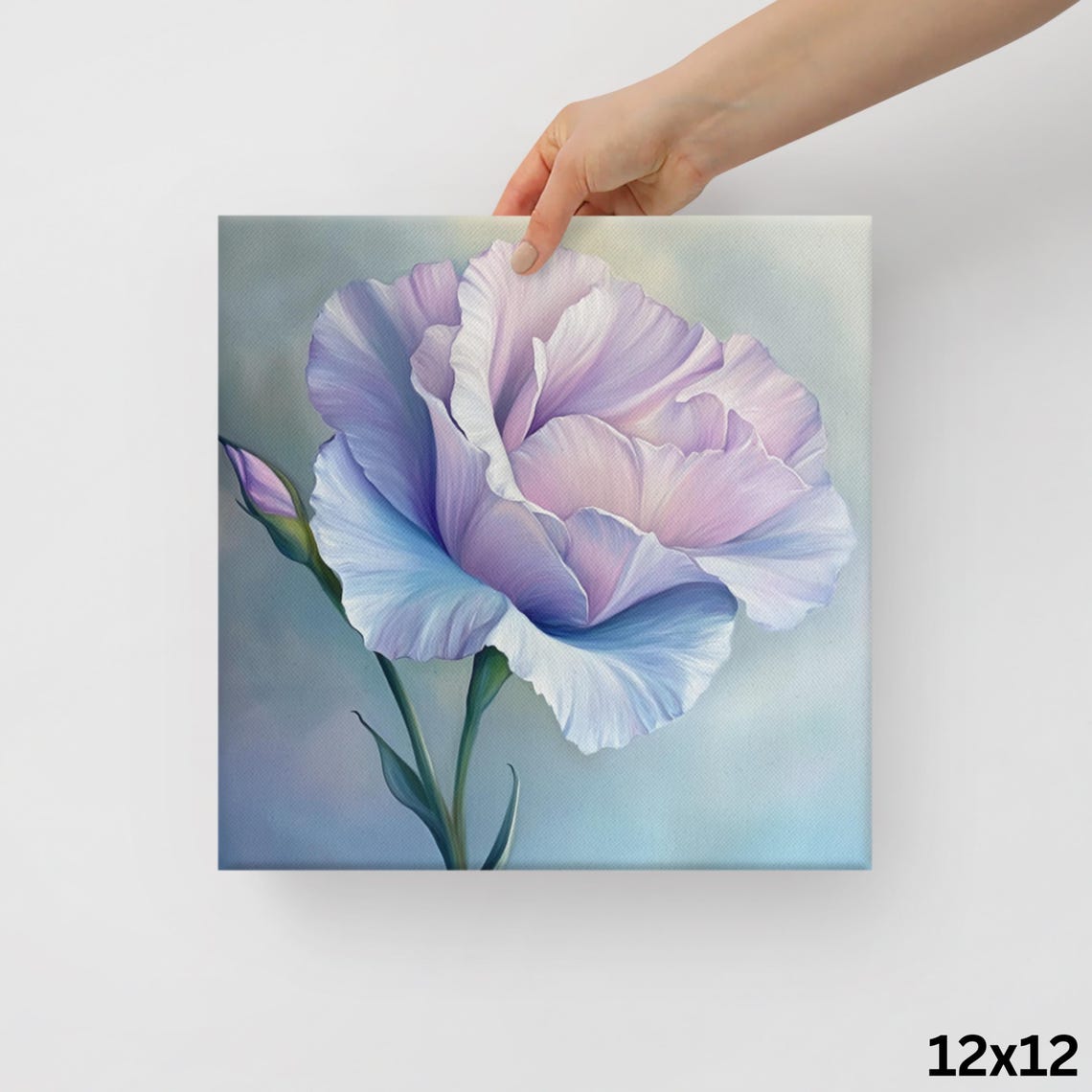 Purple Eustoma Prairie Gentian Soft Blue Floral Painting Poster - Image 2