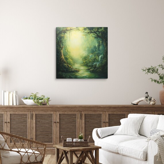 Green Forest Print Nature Painting Print Nature Wall Art Jungle Painting Fantasy Wall Art Mystical Realm Magical Art