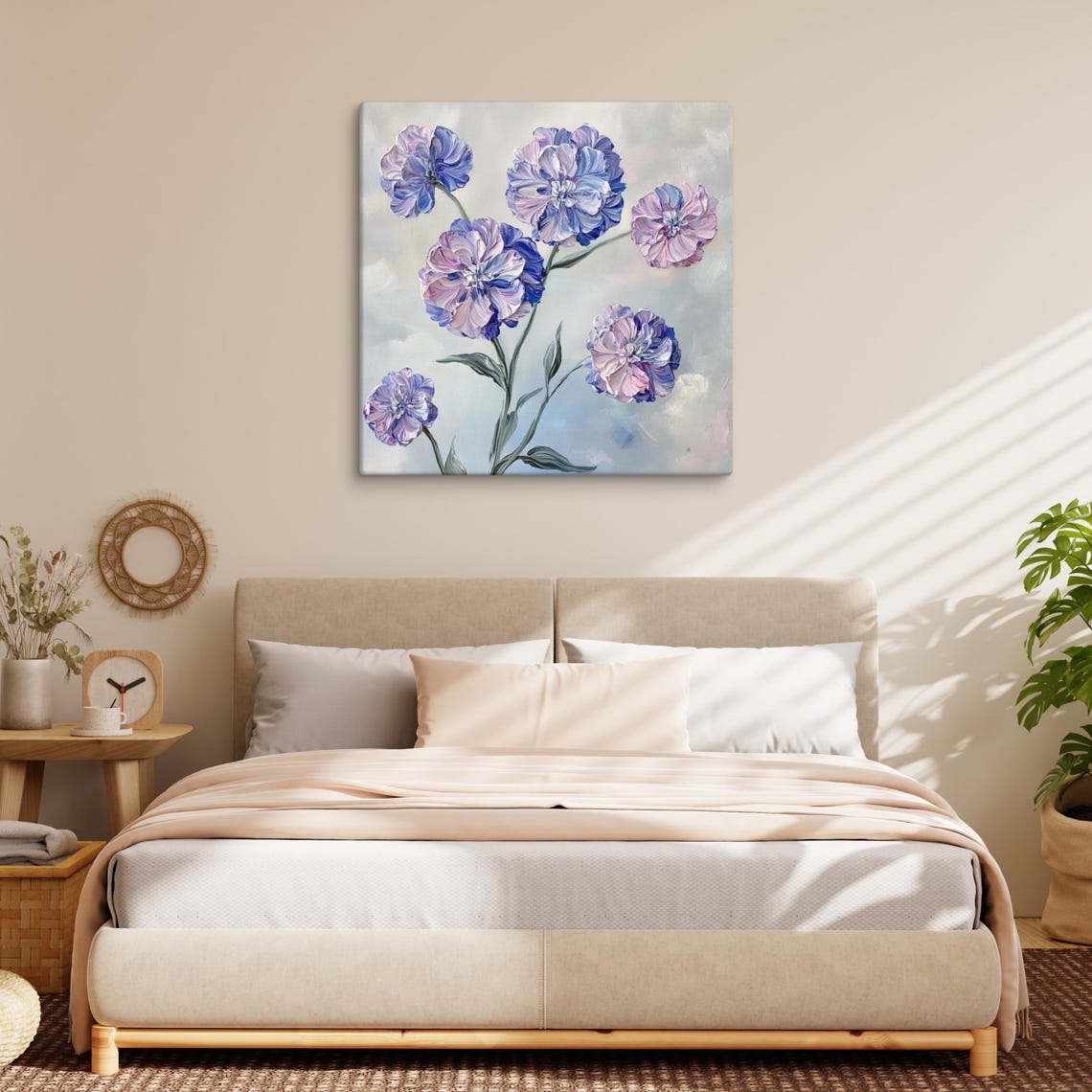 Sweet William Flower Painting Print Wall Art Purple Blue Flower Painting Flower Wall Art Living Room Wall Art - Image 2