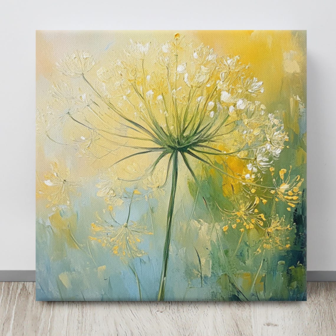 Fennel Flower Umbel Yellow Green Impasto Botanical Art Poster - Image 4