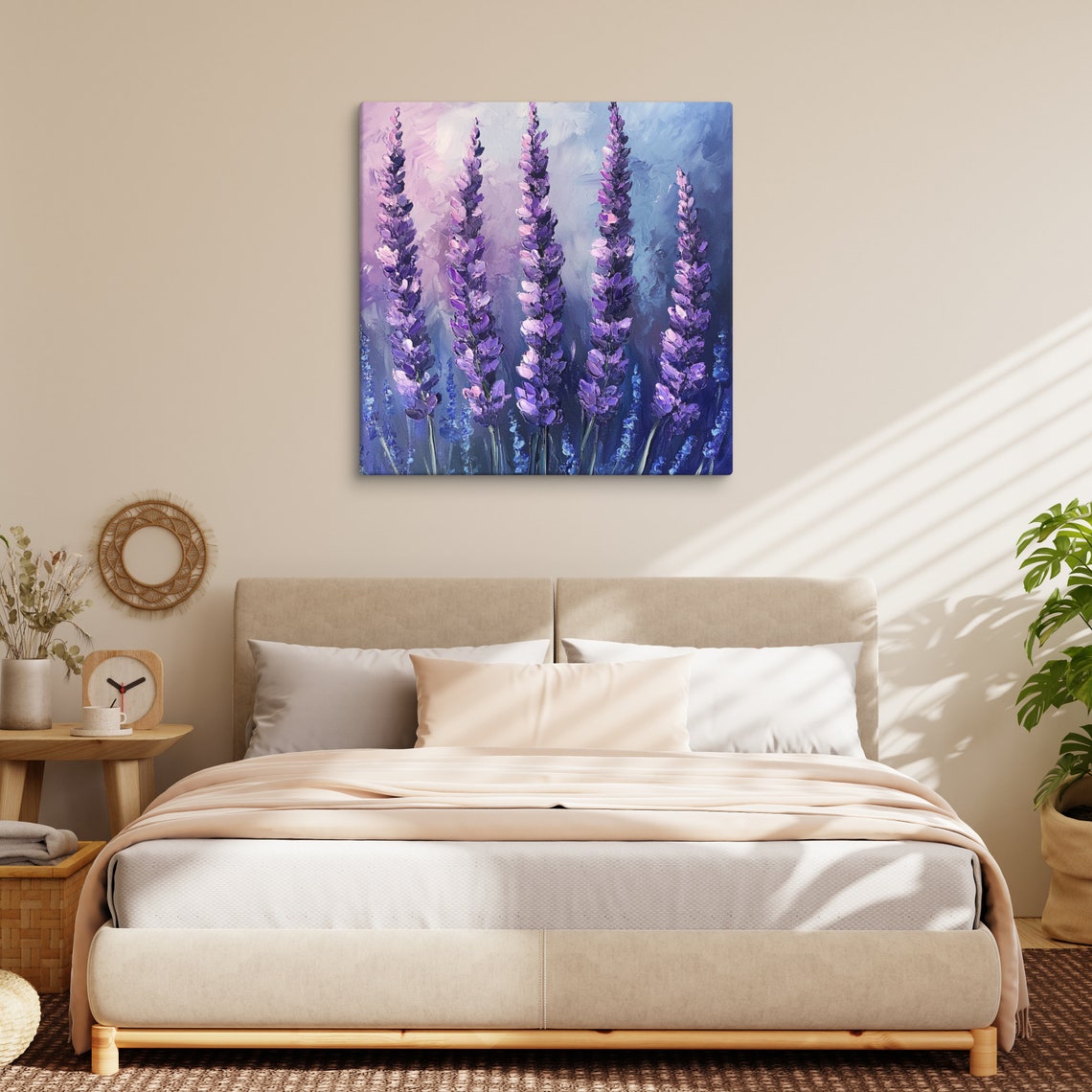 Tall Purple Lavender Flower Spikes Impasto Painting Print Poster - Image 4