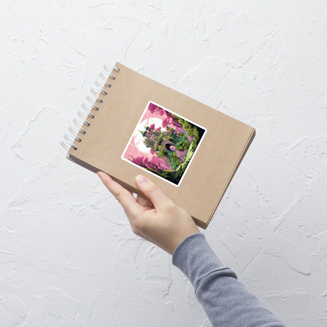 Mossy Palace Sticker Pink Blossoms Fairytale Castle Fantasy Decal Gift Art - Image 4