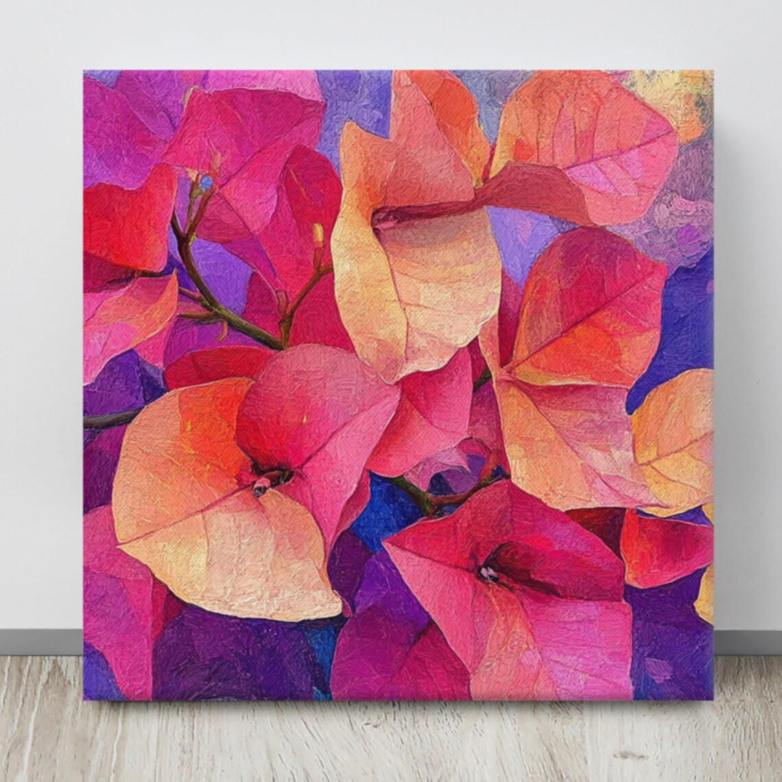 Bougainvillea Pink Orange Violet Abstract Floral Painting Poster - Image 4