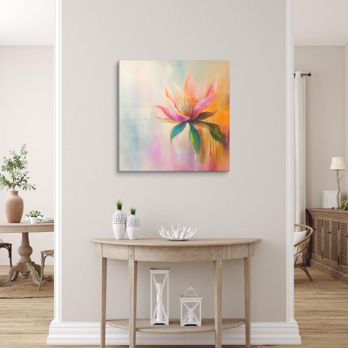 Pink Flower Wall Art Flower Painting Print Pink Flower Art Nature Wall Art Flower Wall Art Living Room Art - Image 5