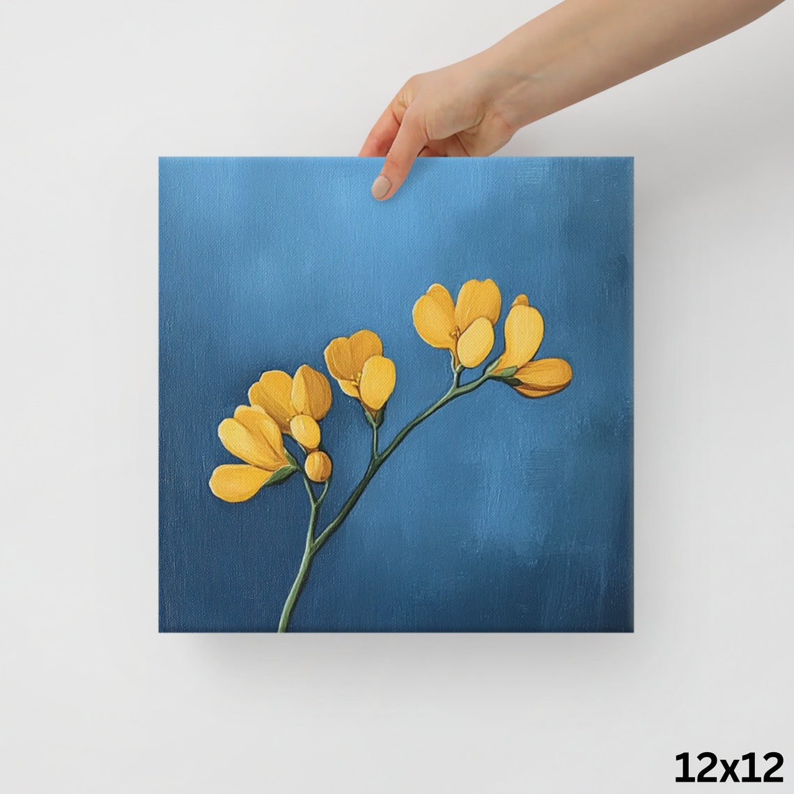Yellow Birds Foot Trefoil Deep Blue Minimal Floral Art Poster - Image 2