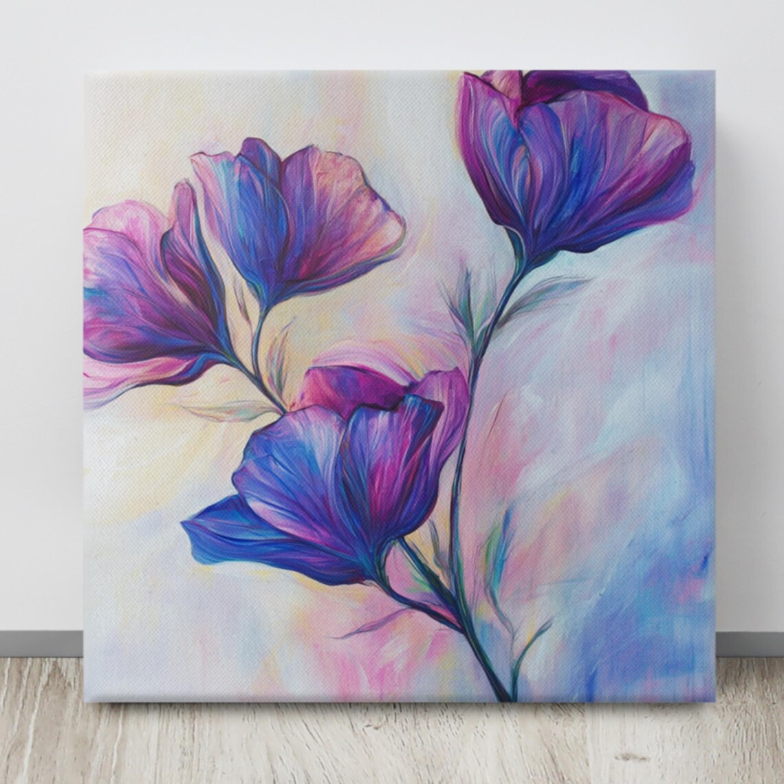 Purple Poppy Blooms Dreamy Soft Pastel Floral Painting Print - Image 4
