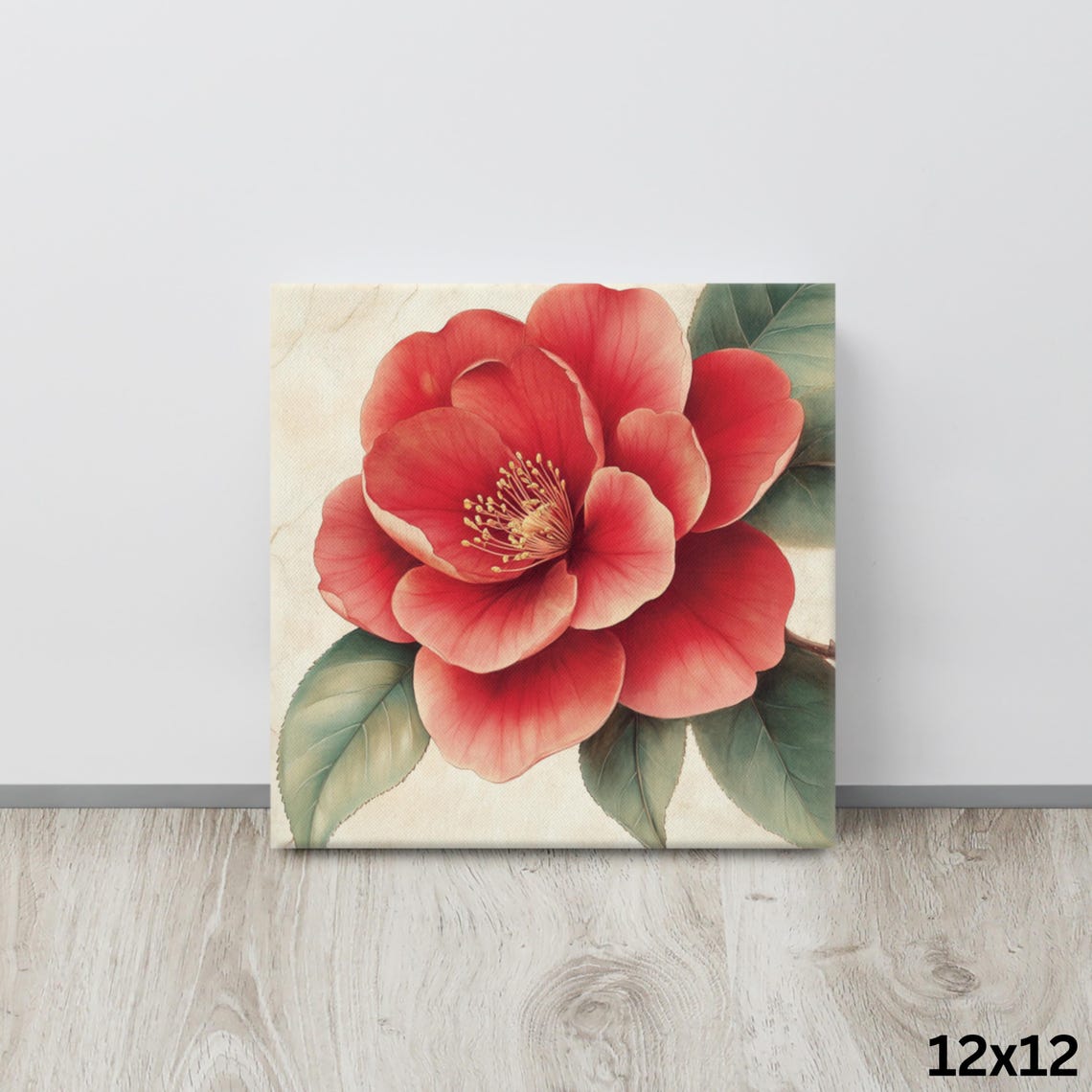 Red Camellia Bloom Vintage Botanical Classic Floral Art Poster - Image 4