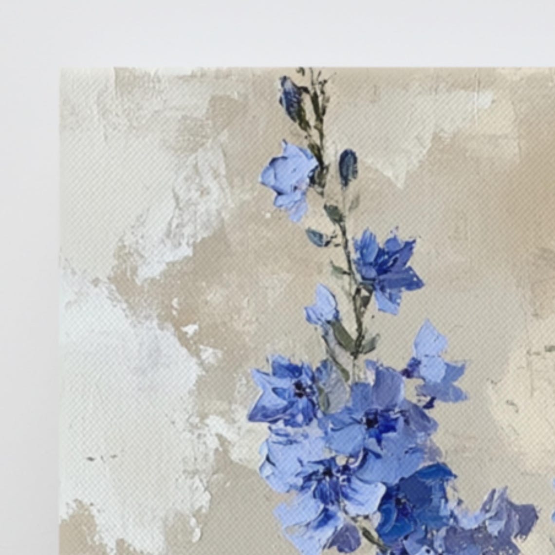 Blue Delphinium Tall Flower Spikes Beige Botanical Floral Art Poster - Image 3