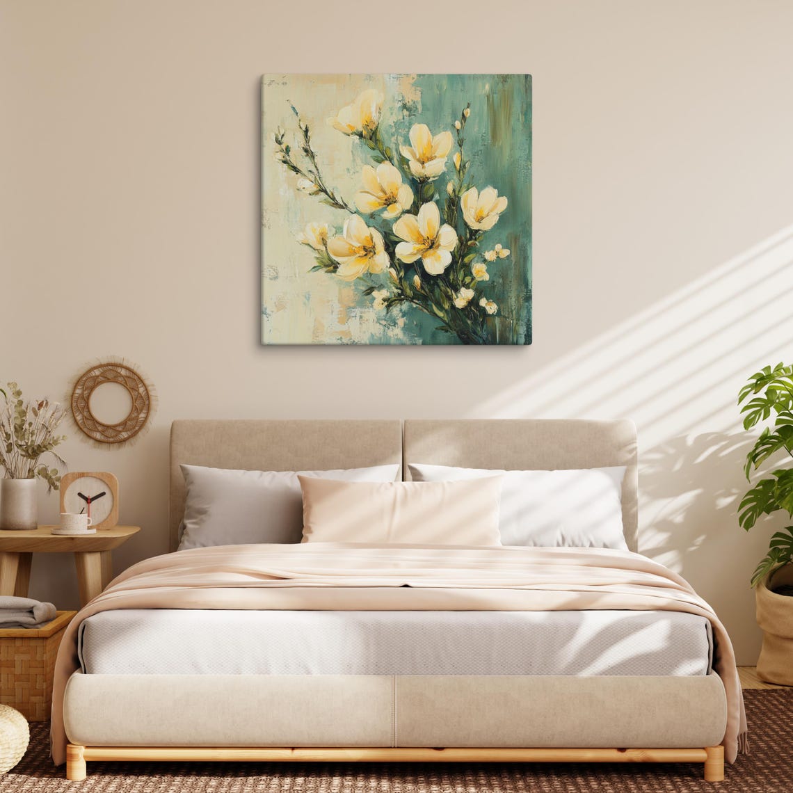 Beige Freesia Painting Print Print Living Room Wall Art Flower Wall Art Beige Green Painting Wall Art Freesia Flower Art - Image 3
