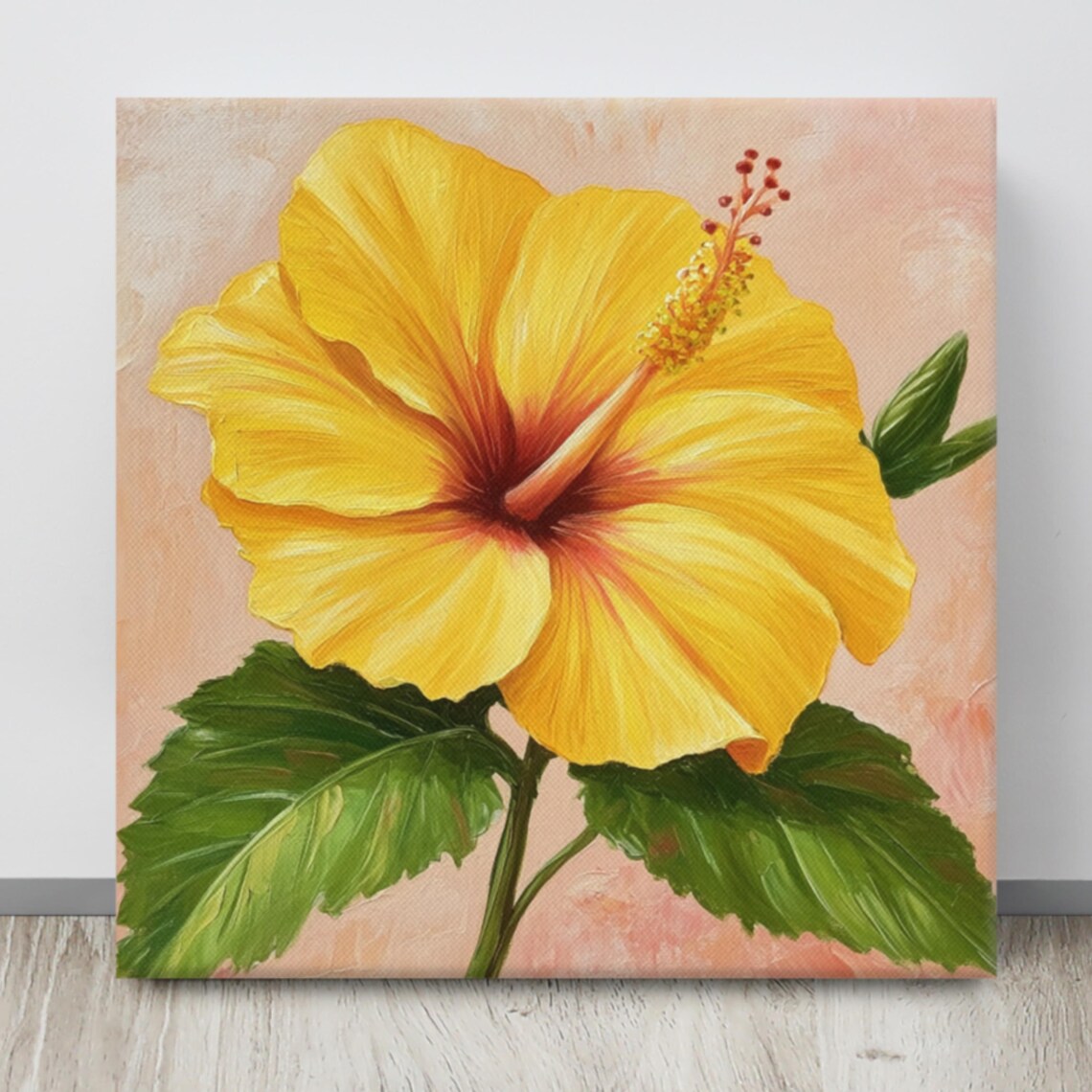Yellow Hibiscus Tropical Bloom Peach Botanical Floral Art Poster - Image 5