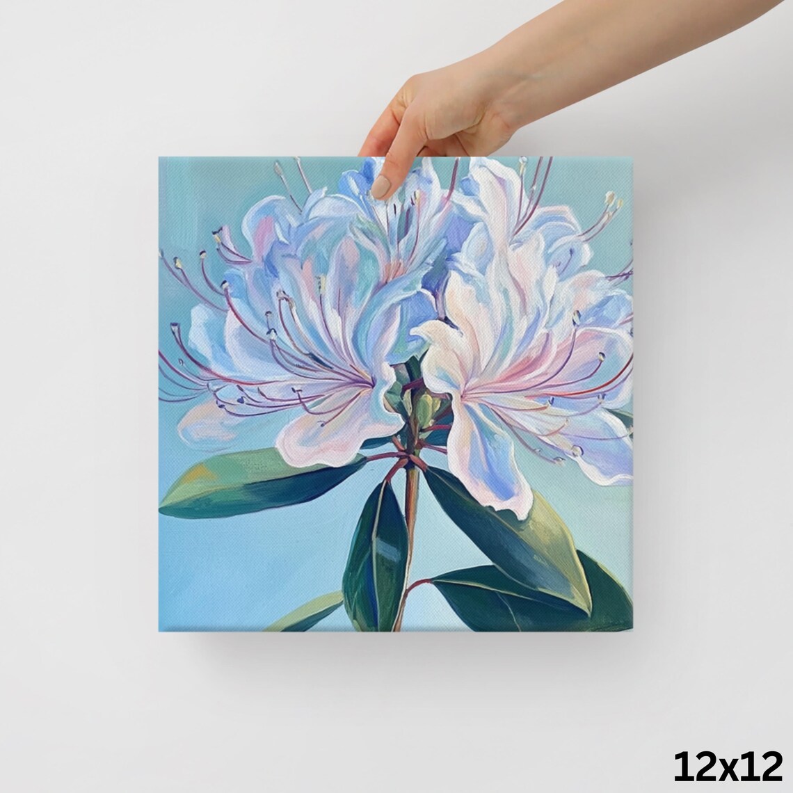 White Flower Blossom Cluster Blue Teal Painting Wall Art Poster - Image 2