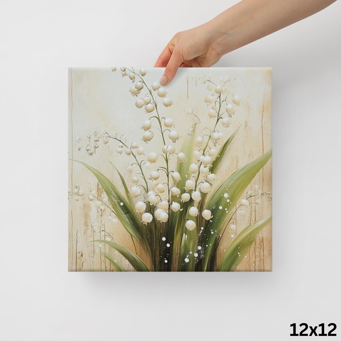 Lily Of The Valley White Bells Green Leaves Painting Print Poster - Image 2