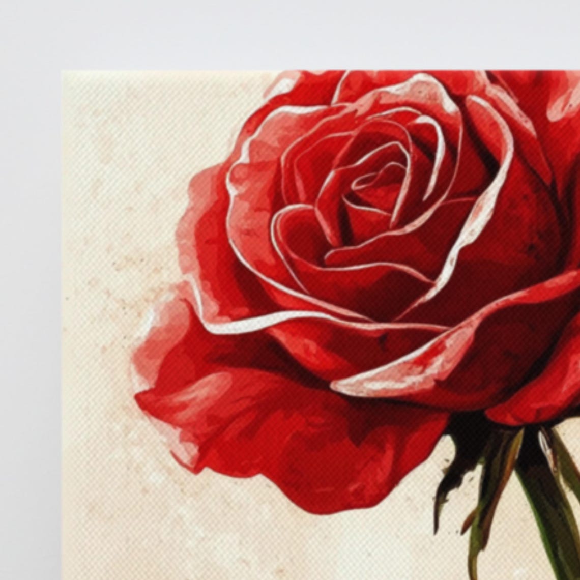 Single Red Rose Watercolor Classic Romantic Rose Bloom Poster - Image 3