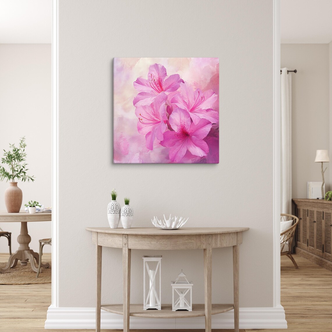 Pink Azalea Blooms Long Stamens Dreamy Pink Watercolor Feminine Poster - Image 5