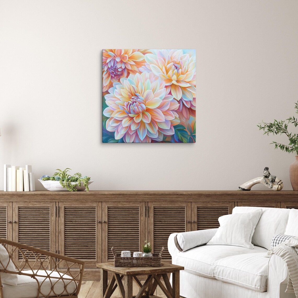 Dahlias Print Large Painting Print Flower Wall Art Nature Art Dahlia Art Dahlia Painting Print Large Wall Art - Image 4