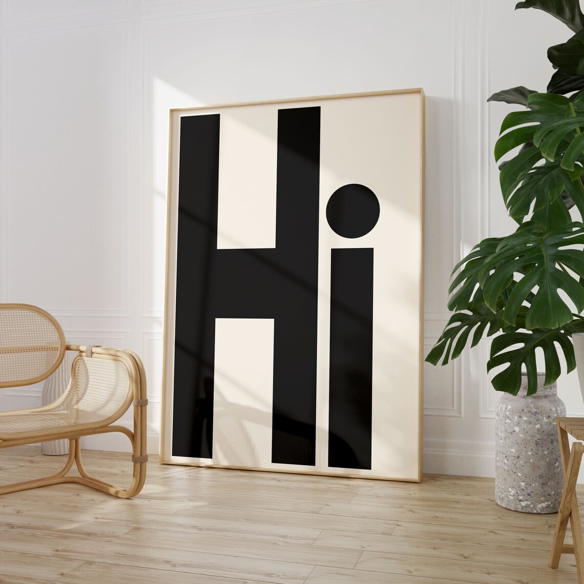 Bold Lowercase Hi Typography Minimalist Black Greeting Poster - Image 3