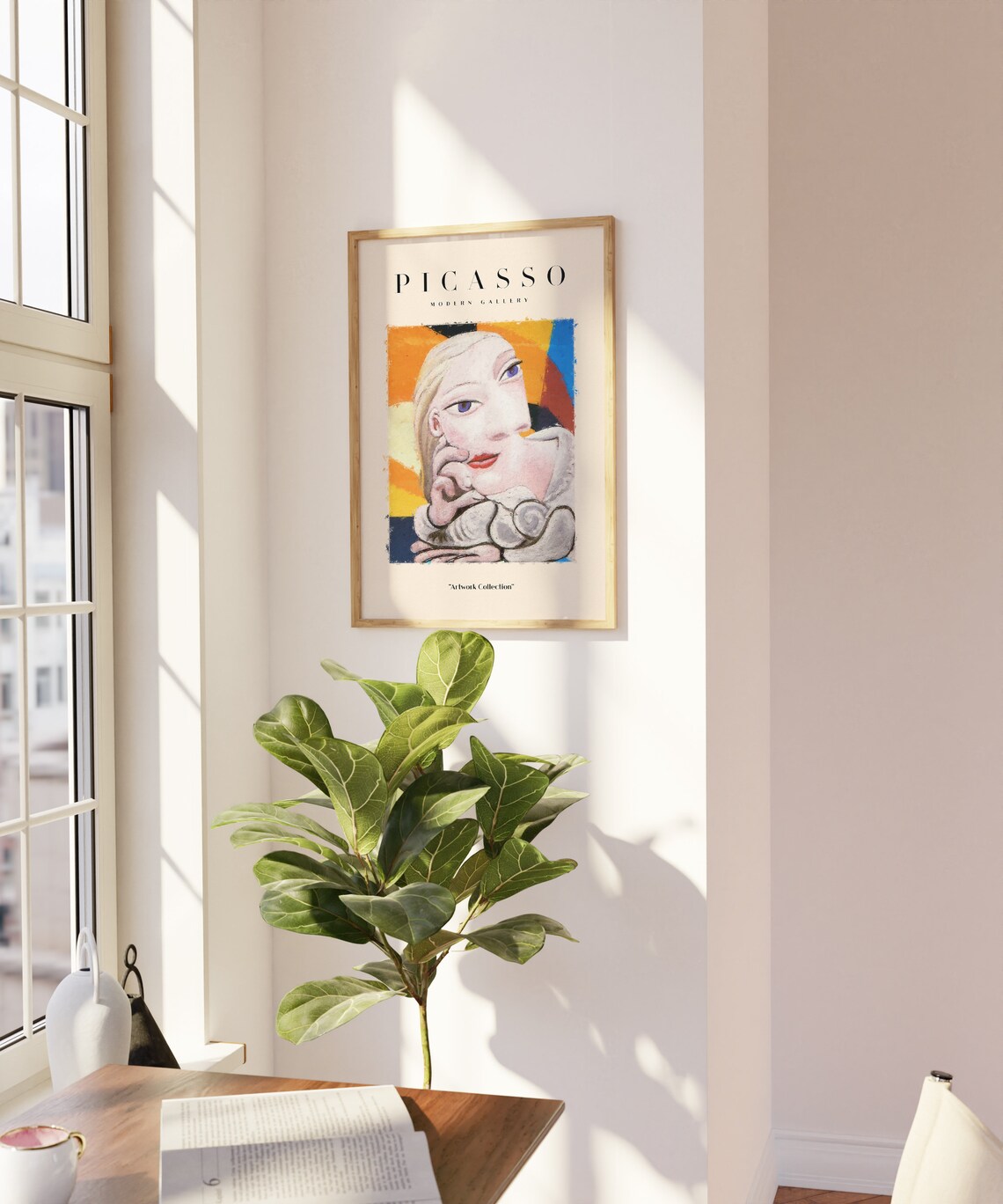 Picasso Exhibition, Neutral Beige Abstract Vintage Minimalist - Image 2