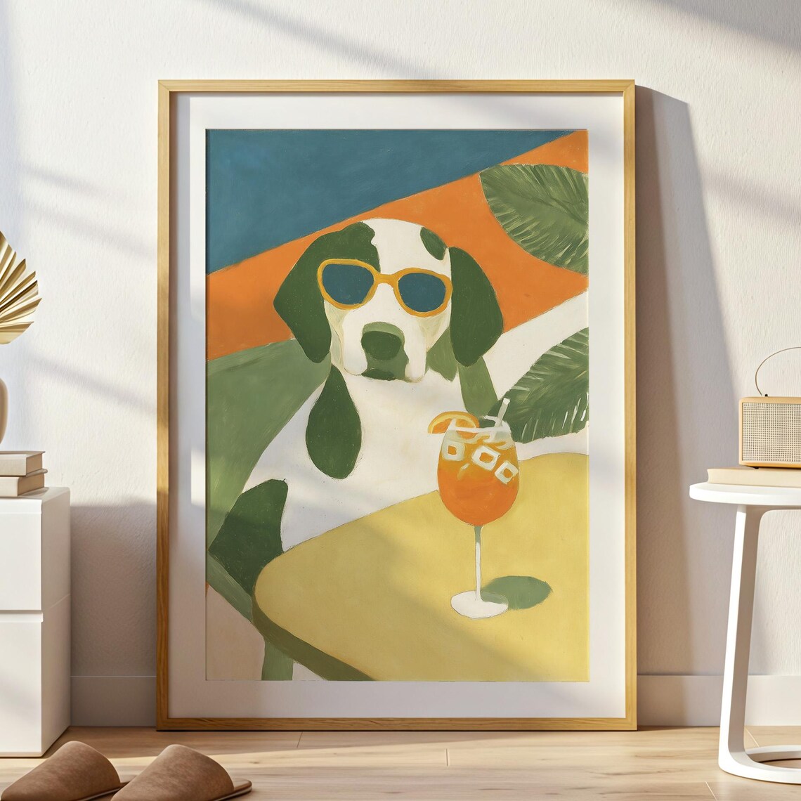 Dog Cocktail Print, Boho Tropical Pet Poster