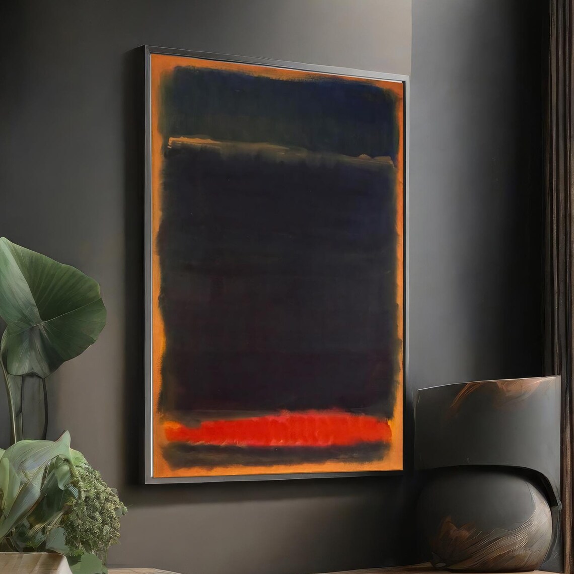 Rothko Style Dark Navy Orange Abstract Color Field Art Poster