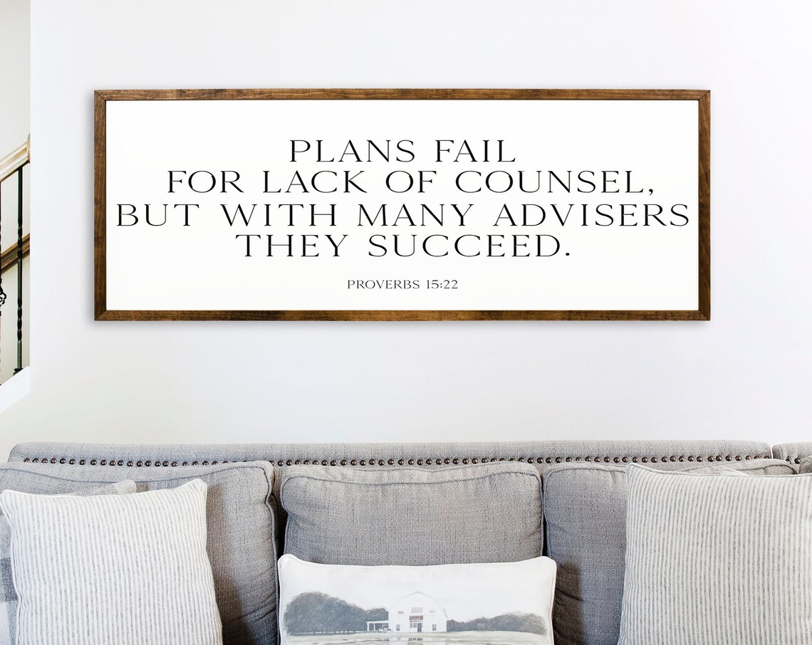 Proverbs 15:22 Scripture Wall Decor, Bible Verse Art Print