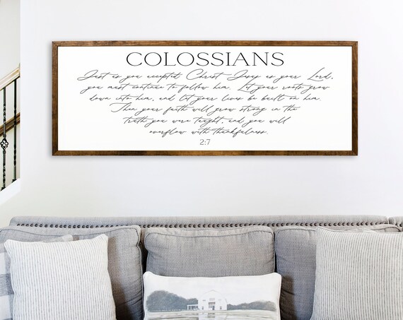 Colossians 2 7 Bible Verse Elegant Script Calligraphy Christian Poster