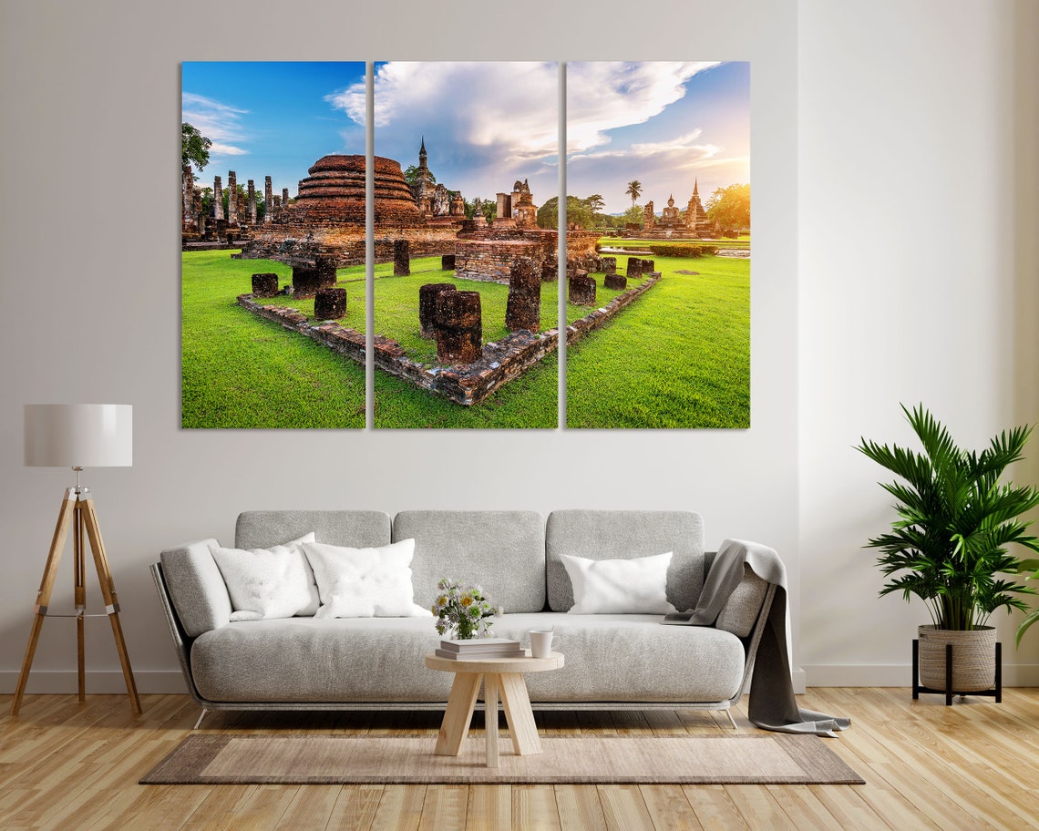 Sukhothai Historical Park Ancient Temple Ruins Sunset Thailand Poster - Image 8