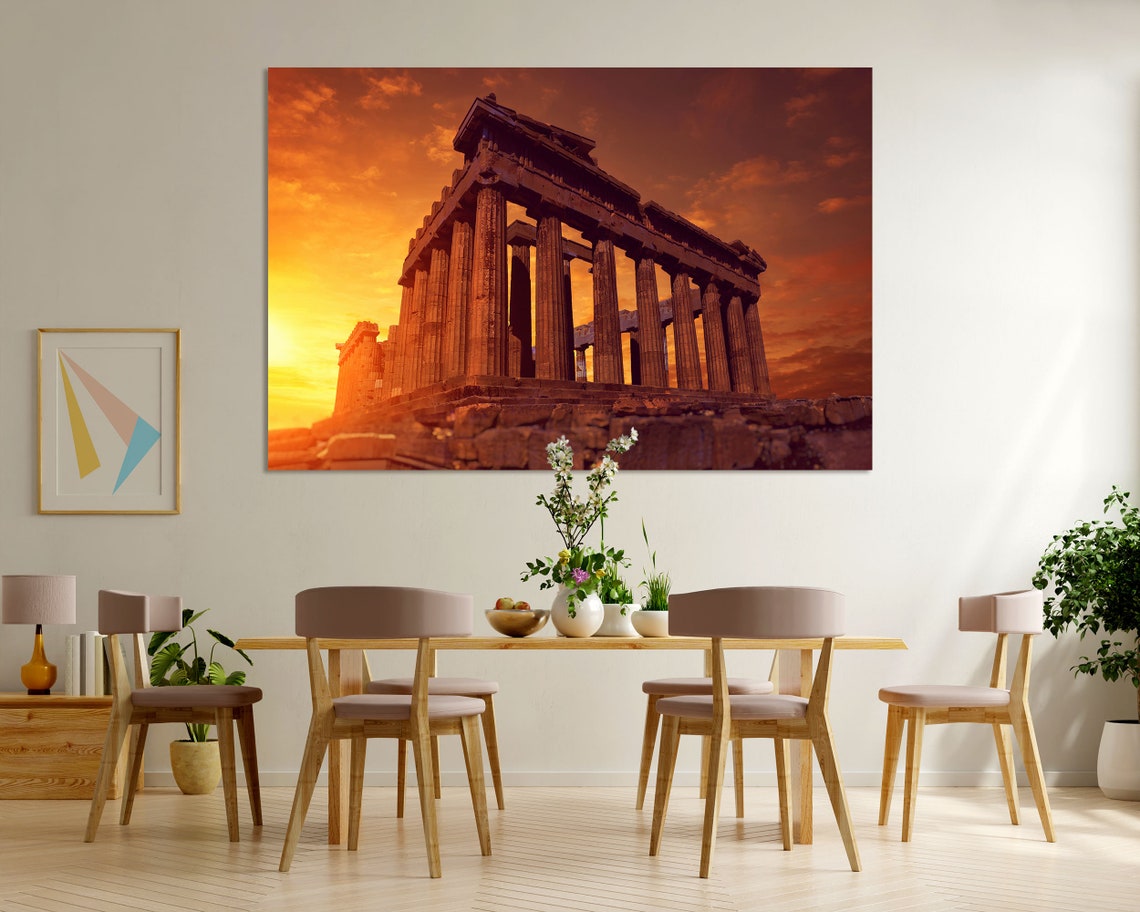 Parthenon Athens Greece Sunset Golden Columns Ancient Temple Poster