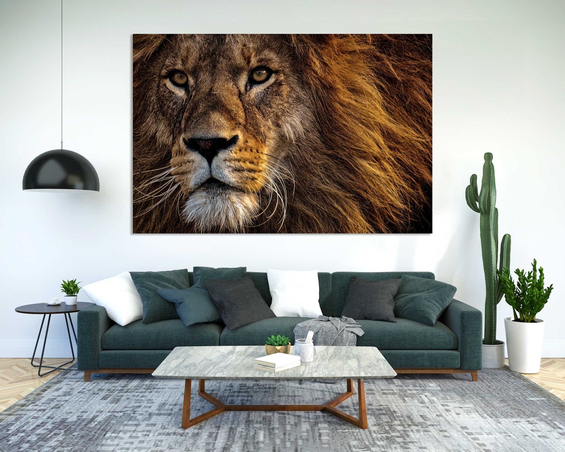 Portrait Of Lion Contemporary Art For Living Room Lion Art Print King Animals Picture For Wall Safari Animals Art For Wall Lion Photo - Image 2