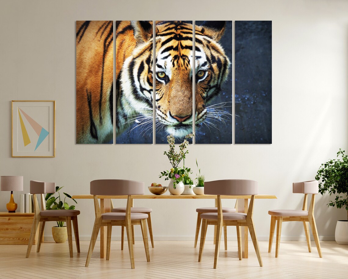 Tiger Close Up Face Portrait Intense Eyes Orange Stripes Wildlife Art Poster - Image 6