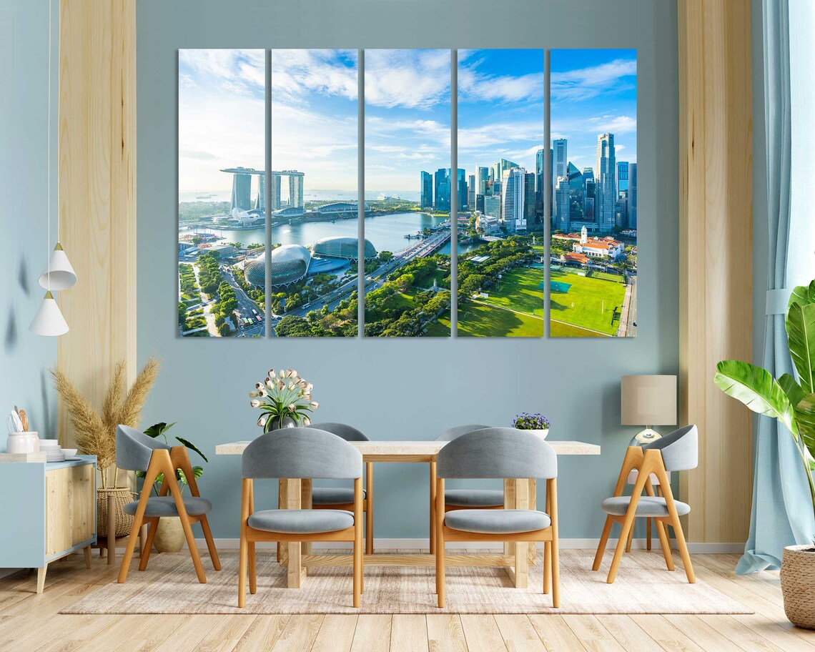 Singapore Skyline Marina Bay Daytime Aerial Cityscape Travel Poster - Image 3